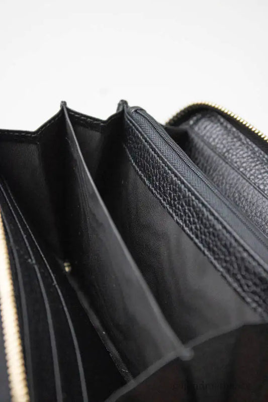Gucci Cellarius Double Logo Black Leather Zip Around Wallet